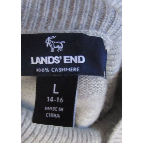 Lands End Gray Cashmere Turtleneck Long Sleeve Sweater Size L - Picture 7 of 7